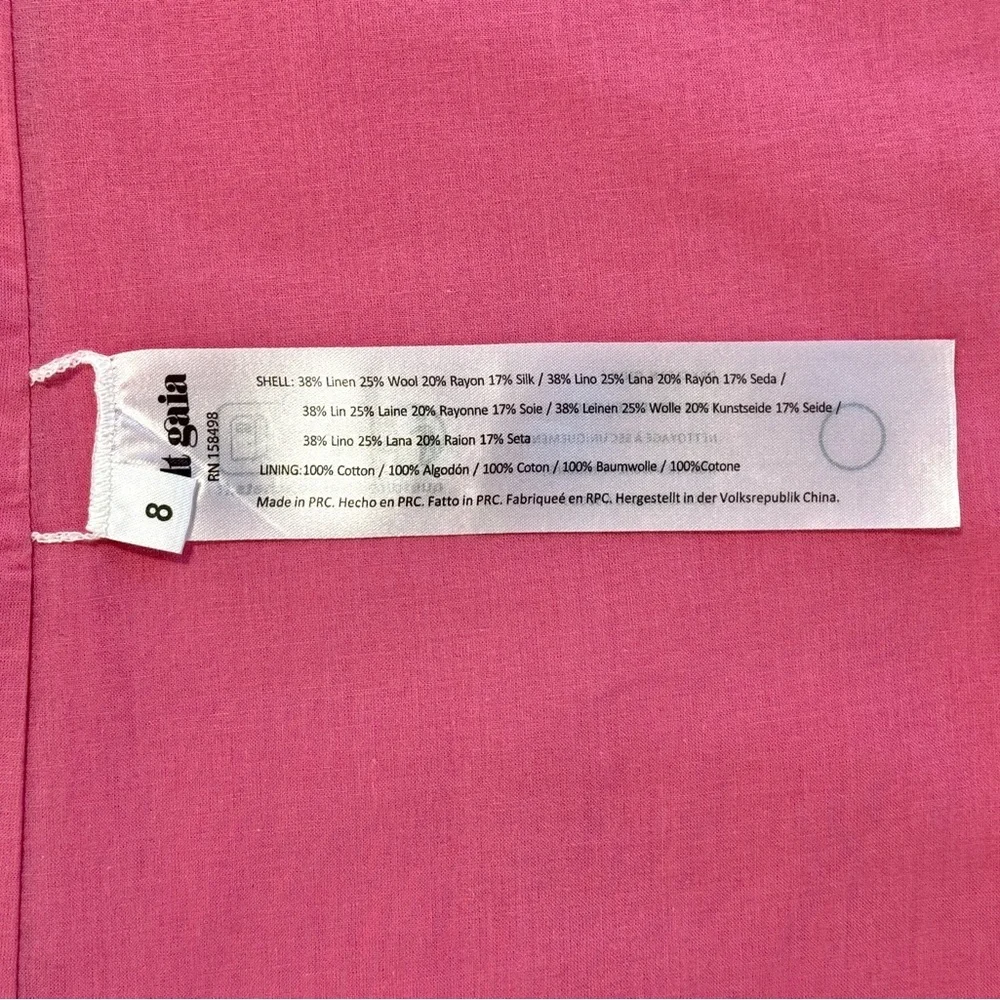NWT Cult Gaia Midi Pink Linen-Blend Leigh Open-Back Dress - Picture 9 of 9